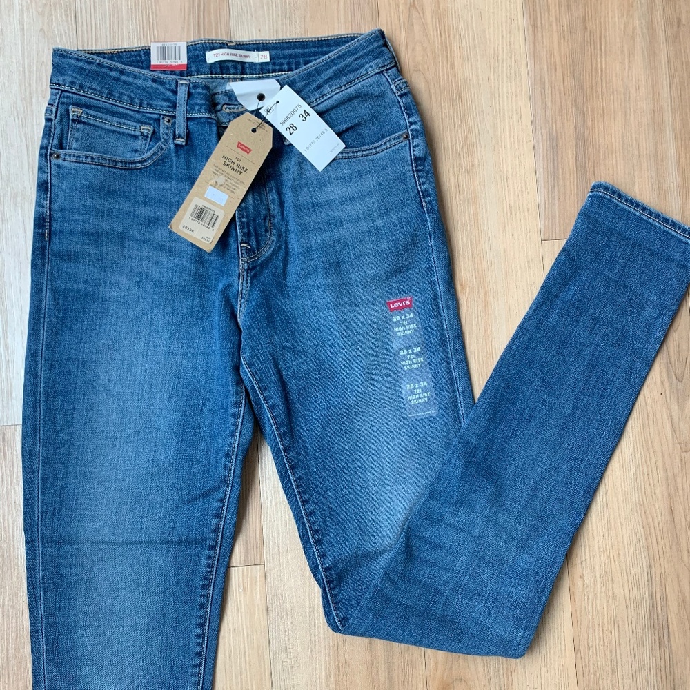 Levi's 712 High Rise Skinny Medium Wash 28 34